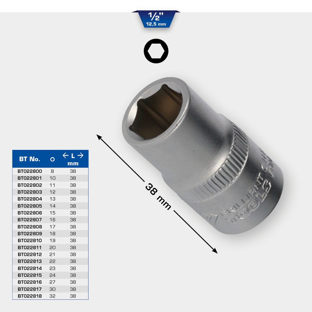 Produktabbildung Nr. 11: BRILLIANT TOOLS 1/2" Sechskant-Stecknuss, 10 mm