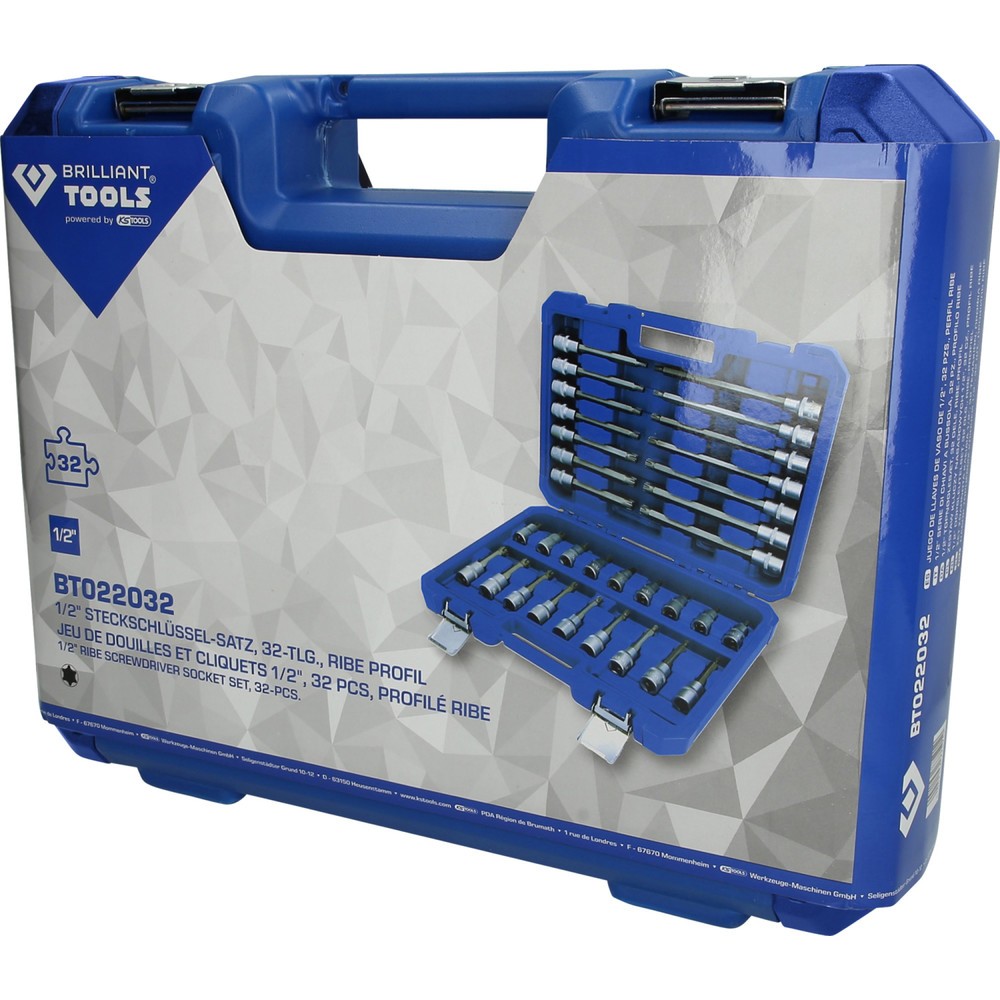 Produktabbildung Nr. 6: BRILLIANT TOOLS 1/2" Steckschlüssel-Satz, 32-tlg, RIBE Profil