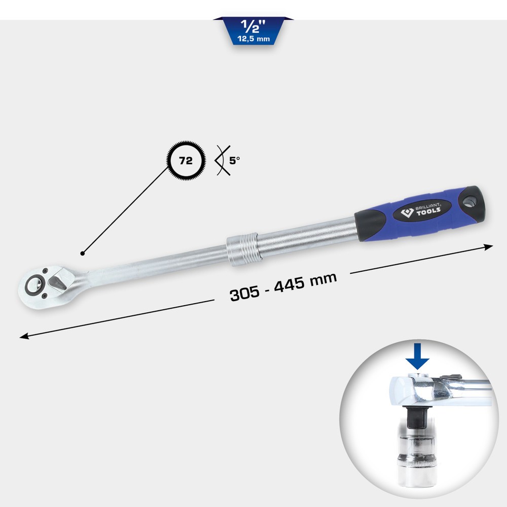 Produktabbildung Nr. 4: BRILLIANT TOOLS 1/2" Teleskop-Umschaltknarre