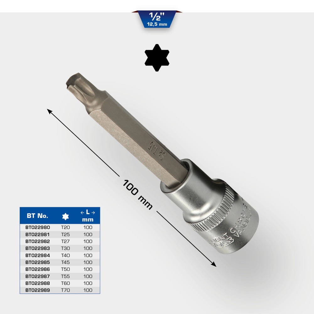 Produktabbildung Nr. 11: BRILLIANT TOOLS 1/2" Torx-Bit-Stecknuss, 100 mm lang, T55