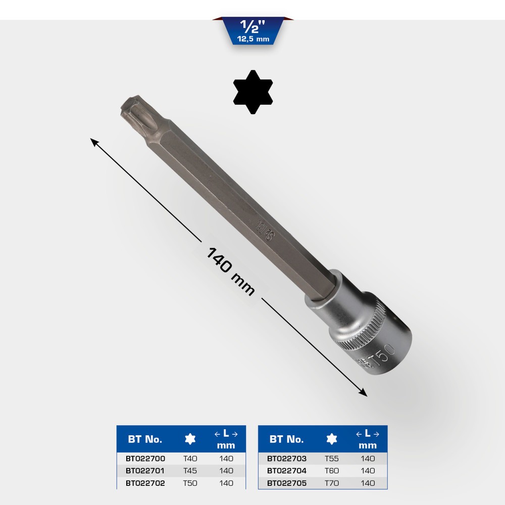 Produktabbildung Nr. 12: BRILLIANT TOOLS 1/2" Torx-Bit-Stecknuss, 140 mm lang, T45