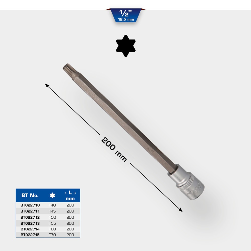 Produktabbildung Nr. 11: BRILLIANT TOOLS 1/2" Torx-Bit-Stecknuss, 200 mm lang, T50
