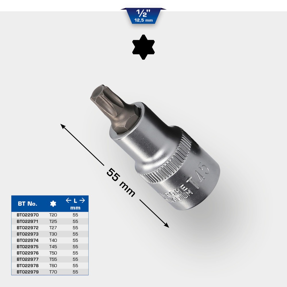 Produktabbildung Nr. 11: BRILLIANT TOOLS 1/2" Torx-Bit-Stecknuss, 55 mm lang, T30