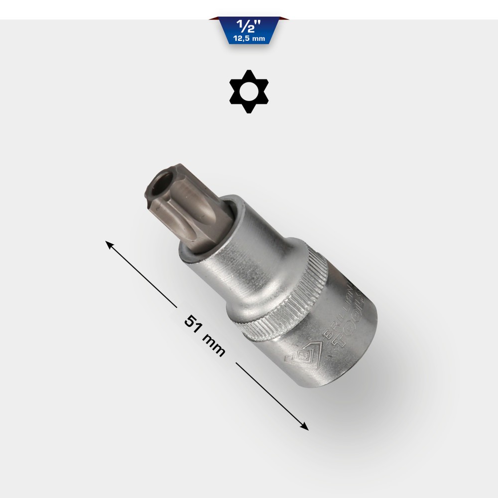 Produktabbildung Nr. 11: BRILLIANT TOOLS 1/2" Torx-Bit-Stecknuss, mit Stirnlochbohrung, TB55