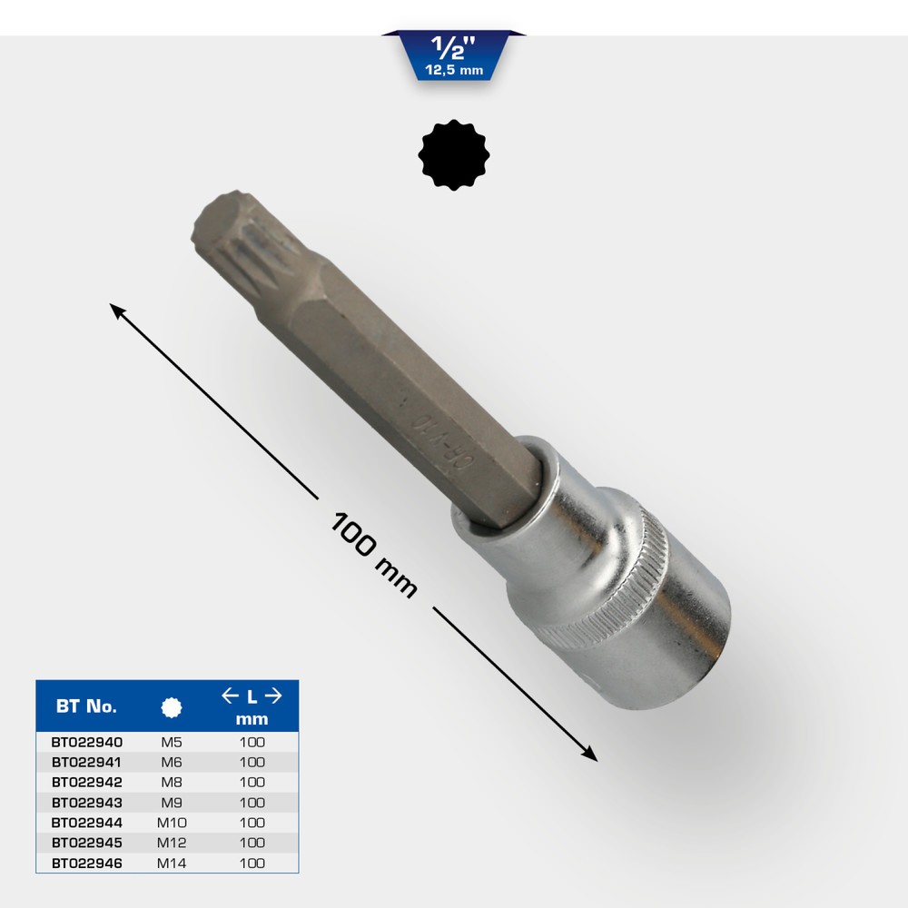 Produktabbildung Nr. 11: BRILLIANT TOOLS 1/2" Vielzahn-Bit-Stecknuss, 100 mm lang, M6