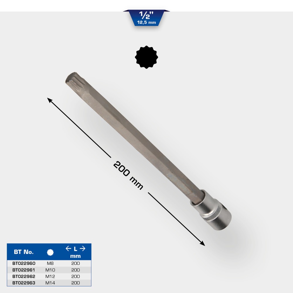 Produktabbildung Nr. 12: BRILLIANT TOOLS 1/2" Vielzahn-Bit-Stecknuss, 200 mm lang, M10