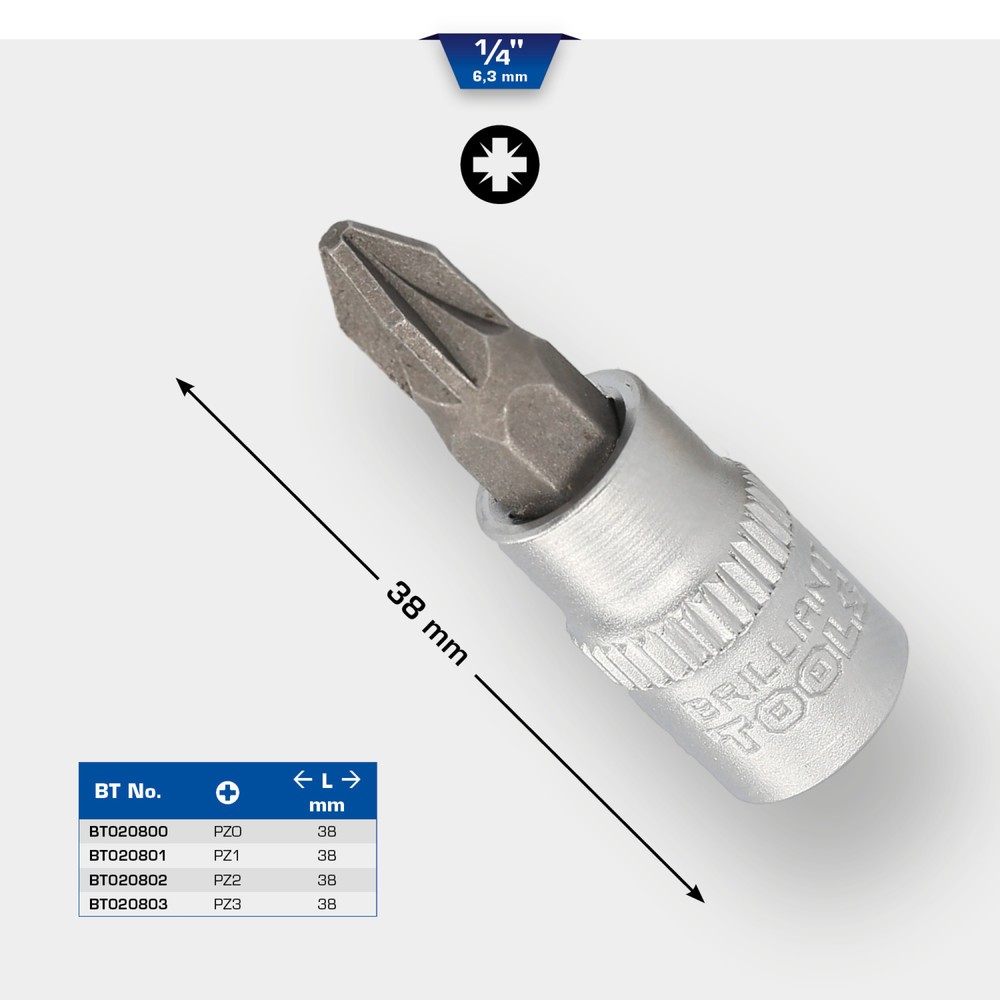 Produktabbildung Nr. 12: BRILLIANT TOOLS 1/4" PZ Kreuzschlitz Bit-Stecknuss, PZ3