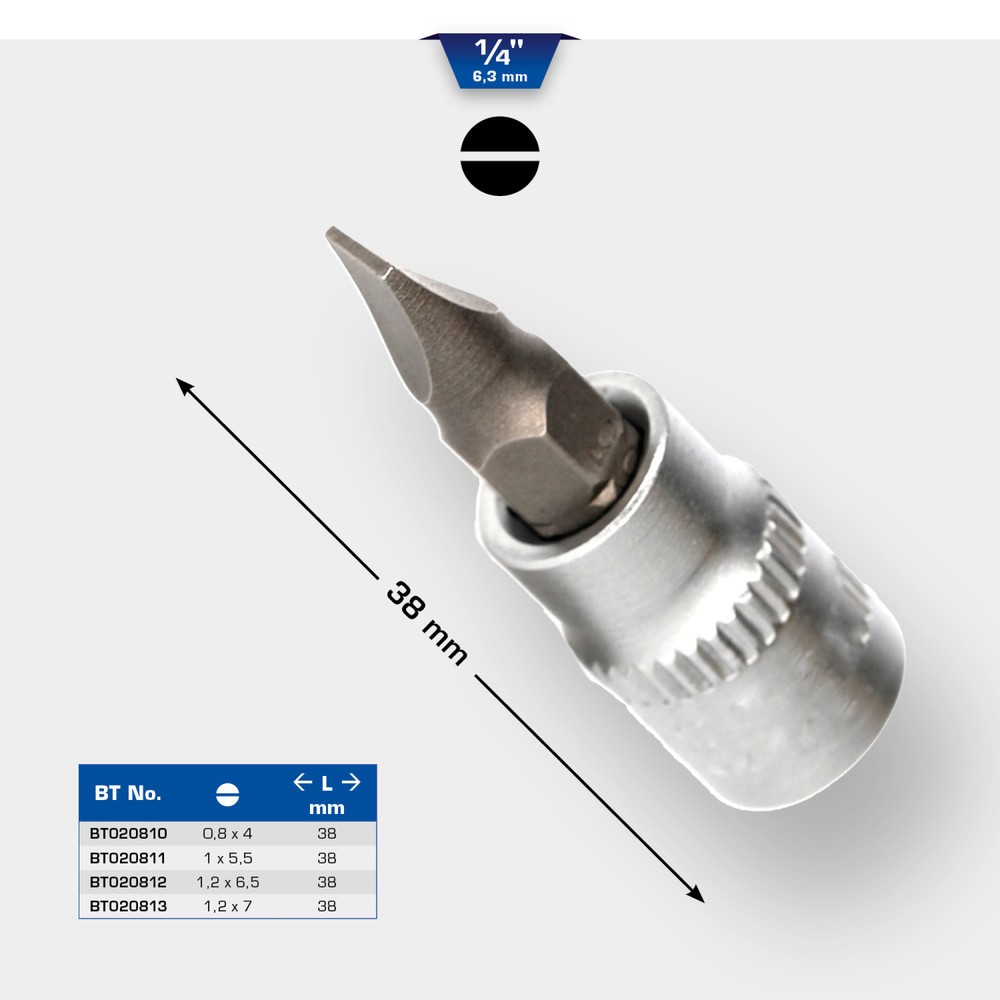 Produktabbildung Nr. 12: BRILLIANT TOOLS 1/4" Schlitz Bit-Stecknuss, 0,8 x 4 mm