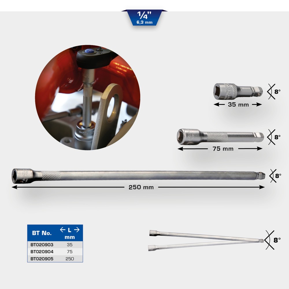 Produktabbildung Nr. 12: BRILLIANT TOOLS 1/4" Schwenkbare Verlängerung, 250 mm