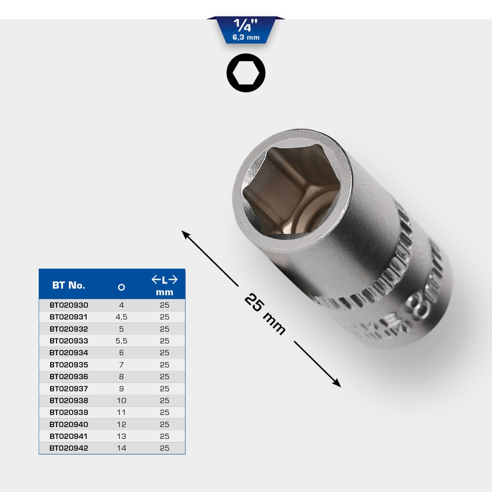 Produktabbildung Nr. 11: BRILLIANT TOOLS 1/4" Sechskant-Stecknuss, 4,5 mm