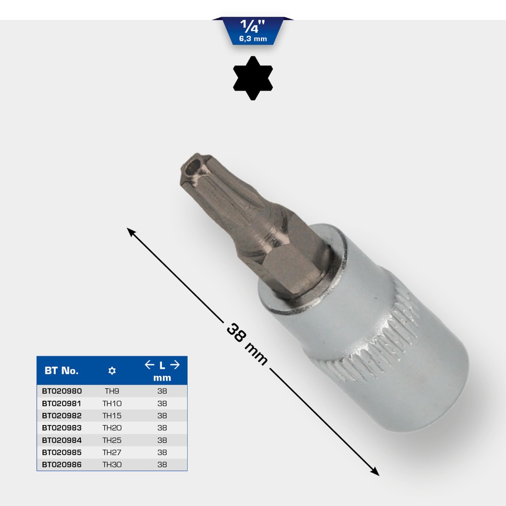 Produktabbildung Nr. 11: BRILLIANT TOOLS 1/4" Torx-Bit-Stecknuss, mit Stirnlochbohrung, TB9