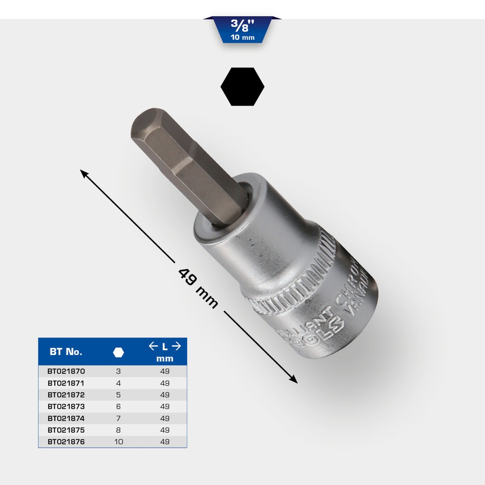 Produktabbildung Nr. 11: BRILLIANT TOOLS 3/8" Innensechskant Bit-Stecknuss, 5 mm