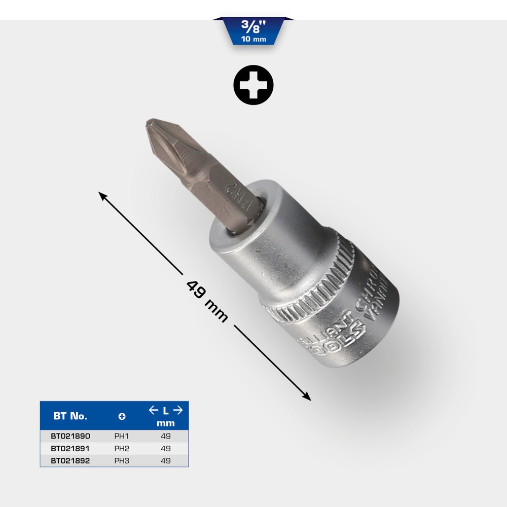 Produktabbildung Nr. 11: BRILLIANT TOOLS 3/8" PH Kreuzschlitz Bit-Stecknuss, PH2