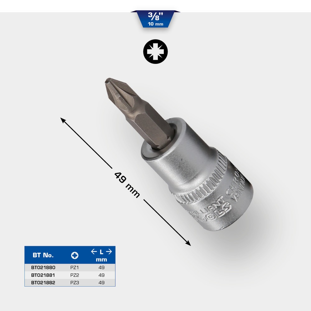 Produktabbildung Nr. 11: BRILLIANT TOOLS 3/8" PZ Kreuzschlitz Bit-Stecknuss, PZ1