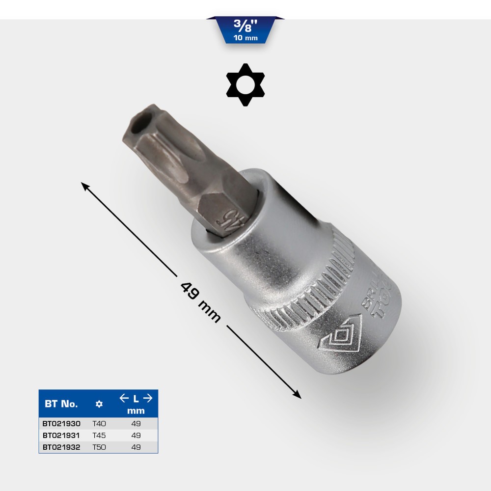 Produktabbildung Nr. 5: BRILLIANT TOOLS 3/8" Torx-Bit-Stecknuss, mit Stirnlochbohrung, TB50