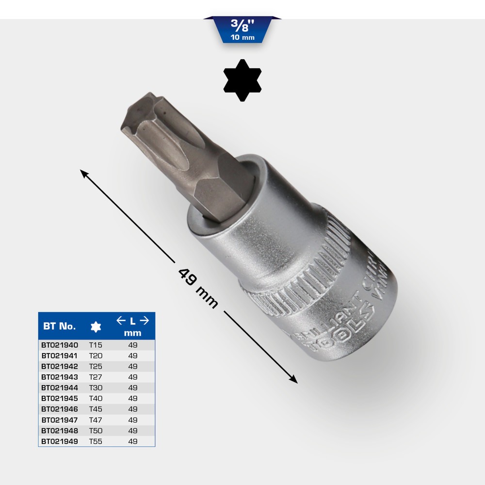 Produktabbildung Nr. 11: BRILLIANT TOOLS 3/8" Torx-Bit-Stecknuss, T27