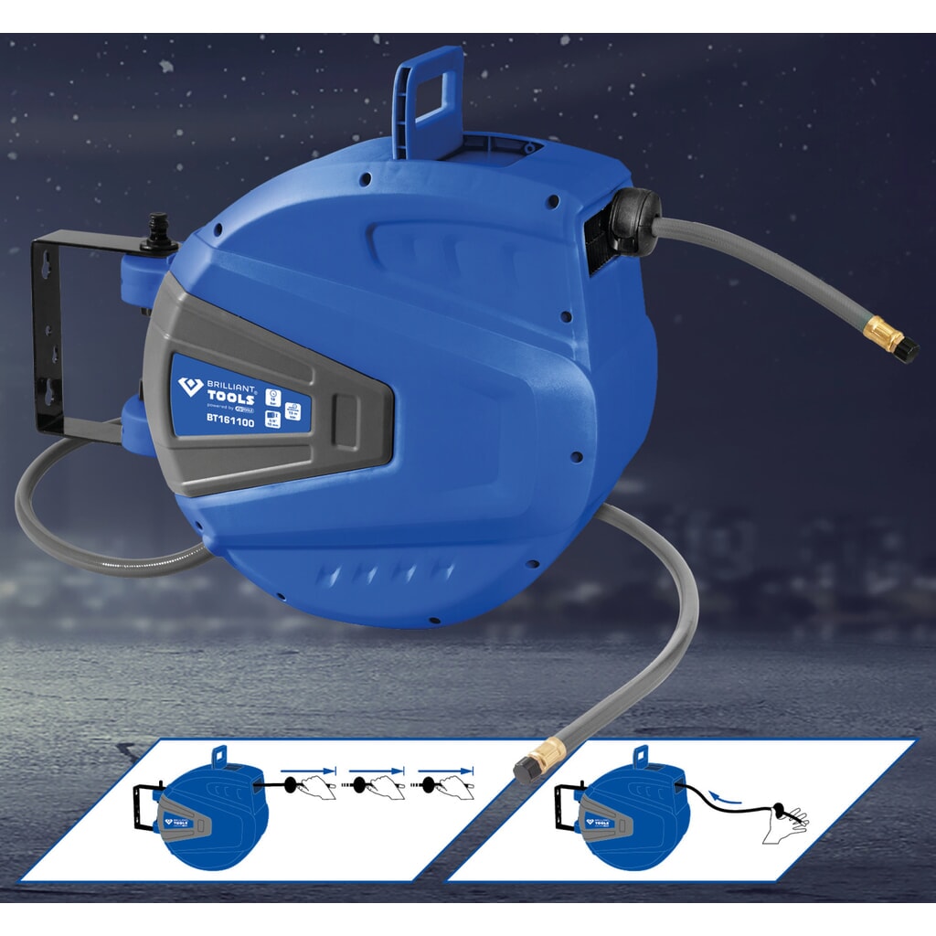 BRILLIANT TOOLS Automatischer Druckluftschlauch-Aufroller, Ø 10 mm x 15 m Produktabbildung Nr. 1: BRILLIANT TOOLS Automatischer Druckluftschlauch-Aufroller, Ø 10 mm x 15 m