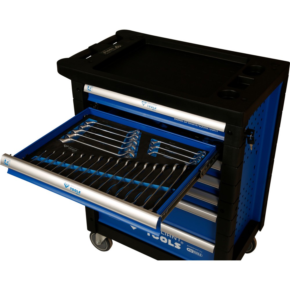 Produktabbildung Nr. 3: BRILLIANT TOOLS BLAU/SILBER Werkstattwagen mit 7 Schubladen und 207 Premium-Werkzeugen