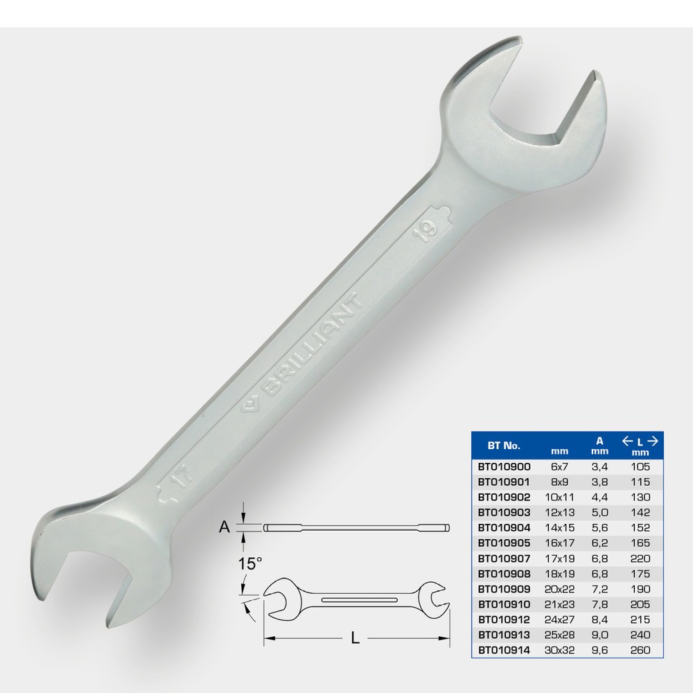 Produktabbildung Nr. 7: BRILLIANT TOOLS Doppel-Maulschlüssel, 12 x 13 mm