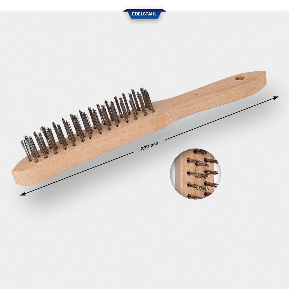 Produktabbildung Nr. 8: BRILLIANT TOOLS Edelstahl-Handdrahtbürste 3-reihig, 290mm