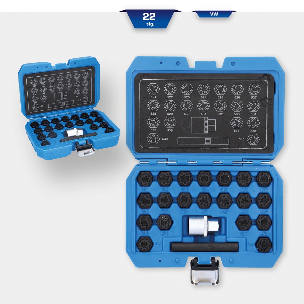 Produktabbildung Nr. 9: BRILLIANT TOOLS Felgenschloss-Sortiment für VW, 22-tlg