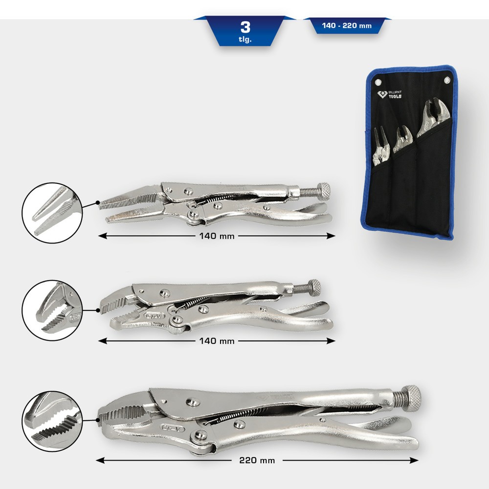 Produktabbildung Nr. 11: BRILLIANT TOOLS Gripzangen-Satz, 3-tlg