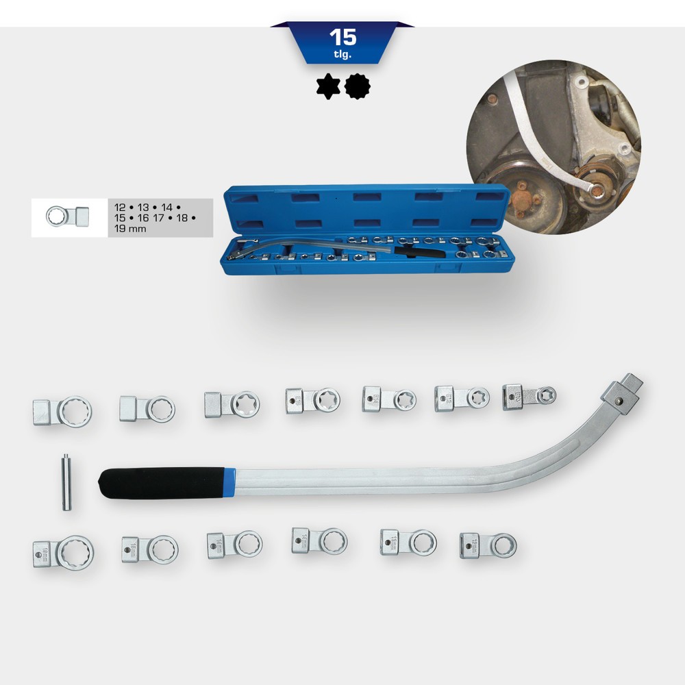 Produktabbildung Nr. 15: BRILLIANT TOOLS Keilriemen und Spannrollen-Schlüssel-Satz, 15-tlg