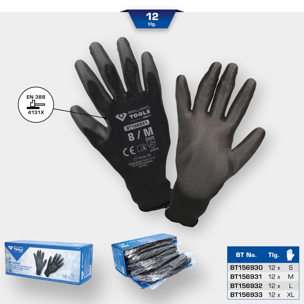 Produktabbildung Nr. 8: BRILLIANT TOOLS Mikro-Feinstrickhandschuhe, Größe 7 / S