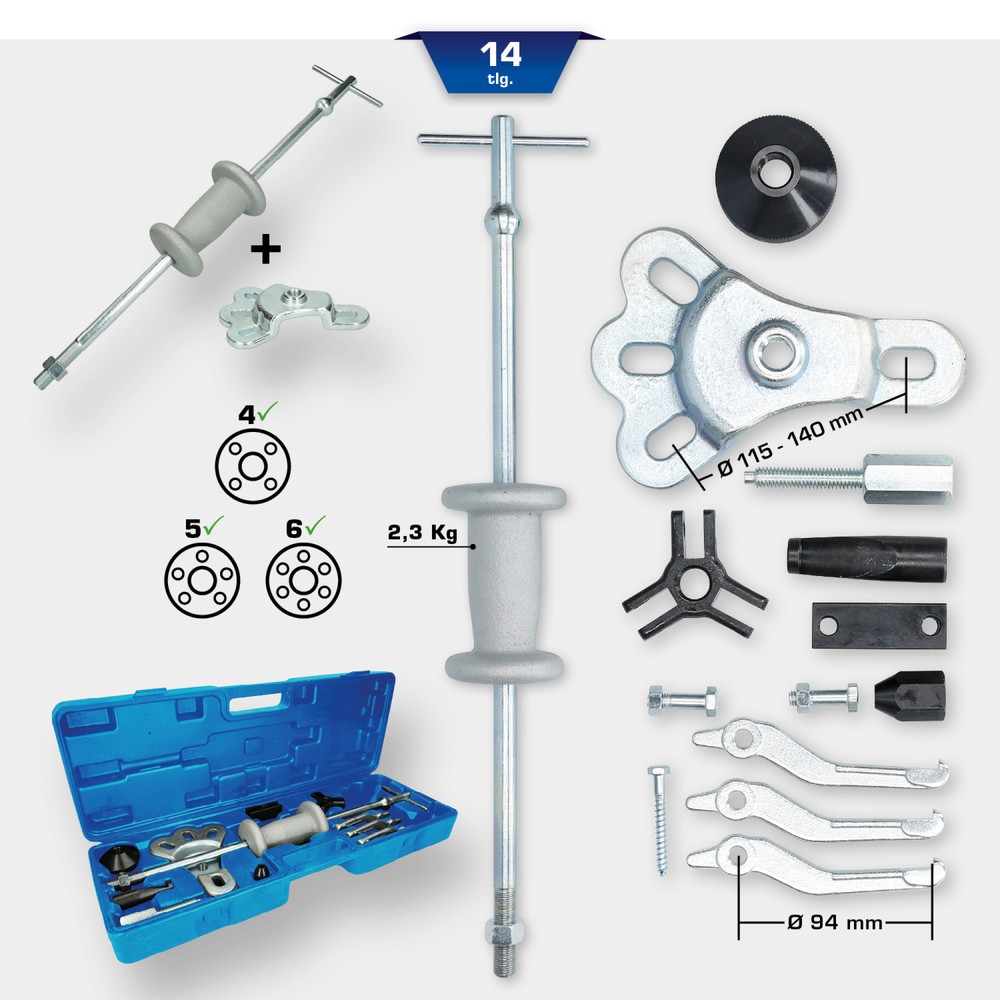 Produktabbildung Nr. 14: BRILLIANT TOOLS Radnaben-Abzieher mit Gleithammer, geschmiedet, 14-tlg