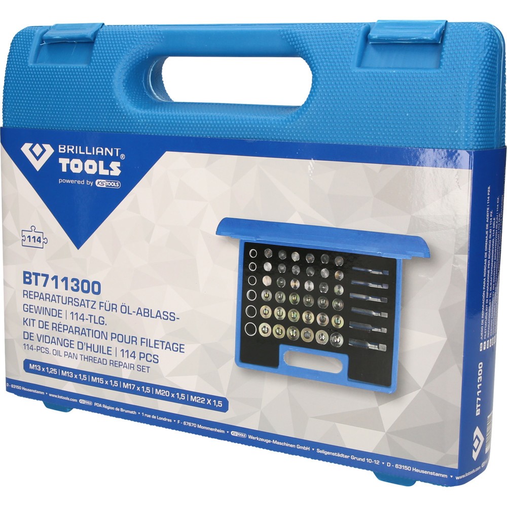 Produktabbildung Nr. 6: BRILLIANT TOOLS Reparatursatz für Öl-Ablassschrauben-Gewinde, 114-tlg