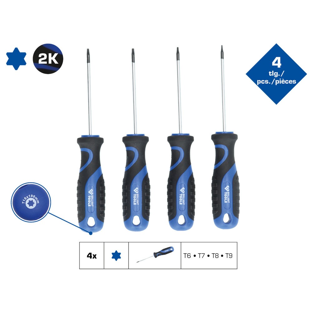 Produktabbildung Nr. 2: BRILLIANT TOOLS Schraubendreher-Satz, 4-tlg, Torx-Profil
