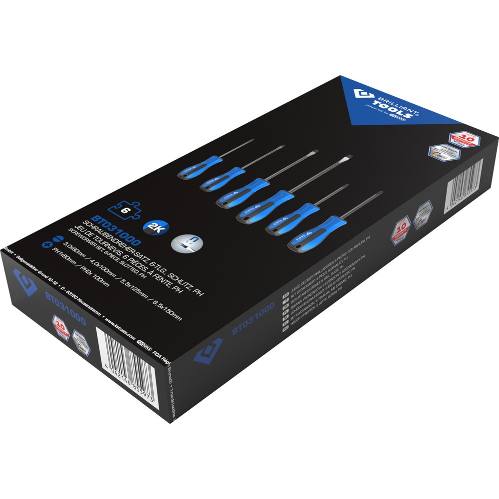Produktabbildung Nr. 5: BRILLIANT TOOLS Schraubendreher-Satz, 6-tlg, Schlitz, PH