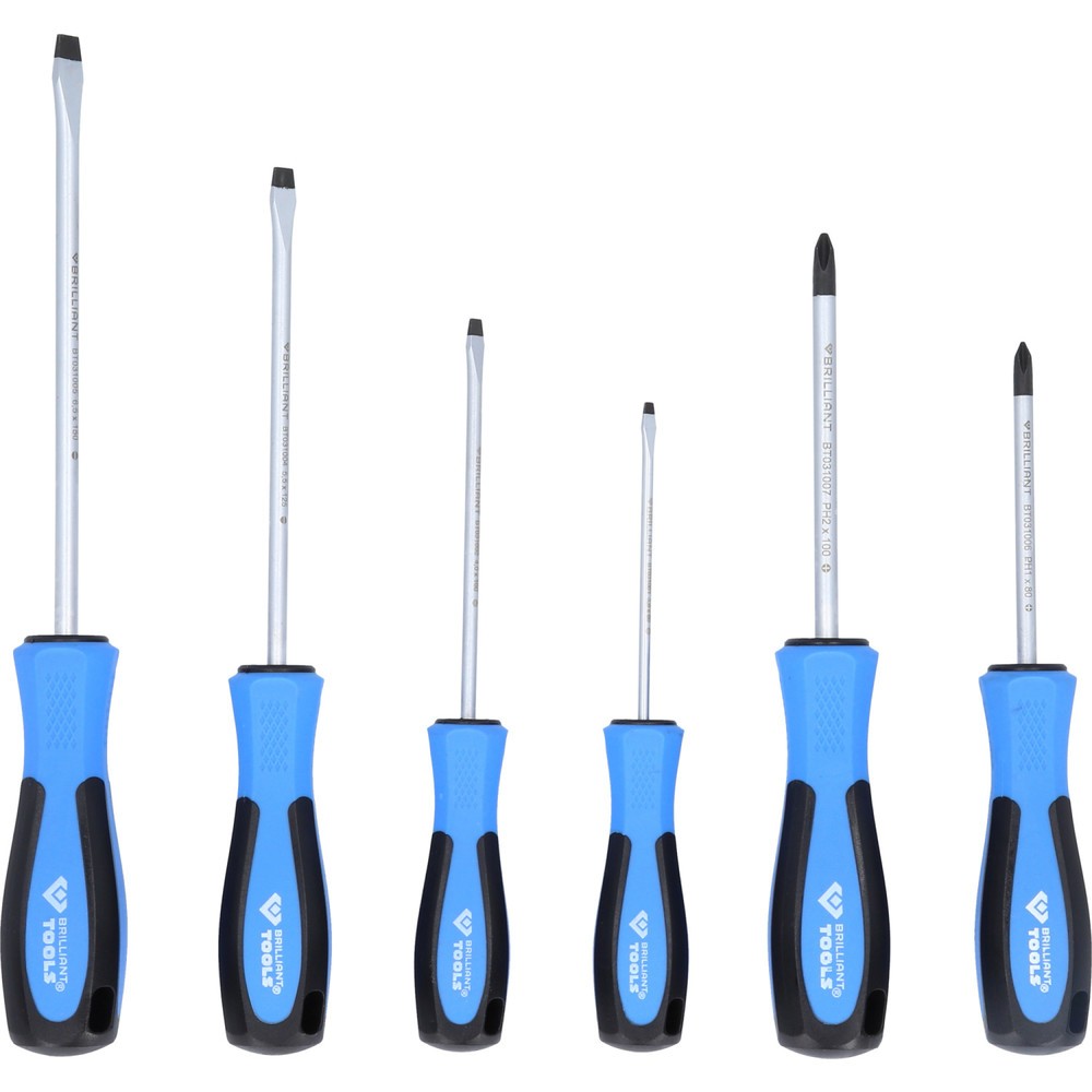 Produktabbildung: BRILLIANT TOOLS Schraubendreher-Satz, 6-tlg, Schlitz, PH