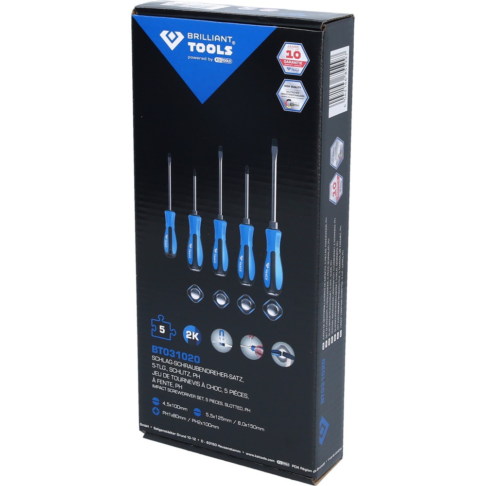 Produktabbildung Nr. 11: BRILLIANT TOOLS Schraubendreher-Satz mit Schlagkappe, 5-tlg