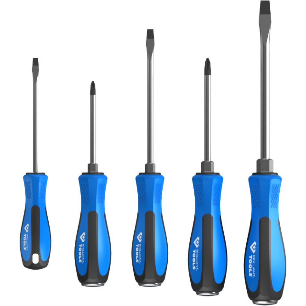 Produktabbildung: BRILLIANT TOOLS Schraubendreher-Satz mit Schlagkappe, 5-tlg
