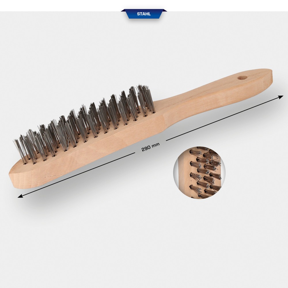 Produktabbildung Nr. 9: BRILLIANT TOOLS Stahl-Handdrahtbürste 4-reihig, 290mm