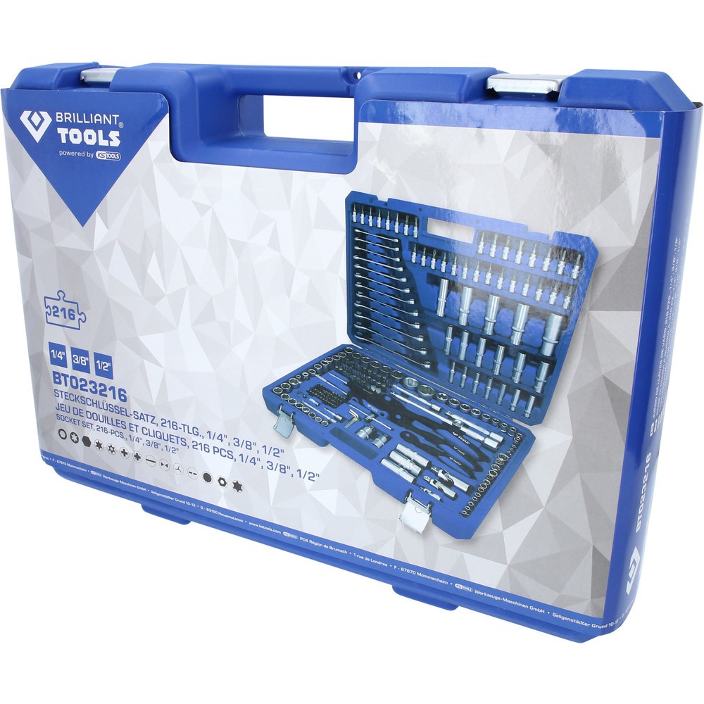 Produktabbildung Nr. 11: BRILLIANT TOOLS Steckschlüssel-Satz, 216-tlg, 1/4", 3/8", 1/2"
