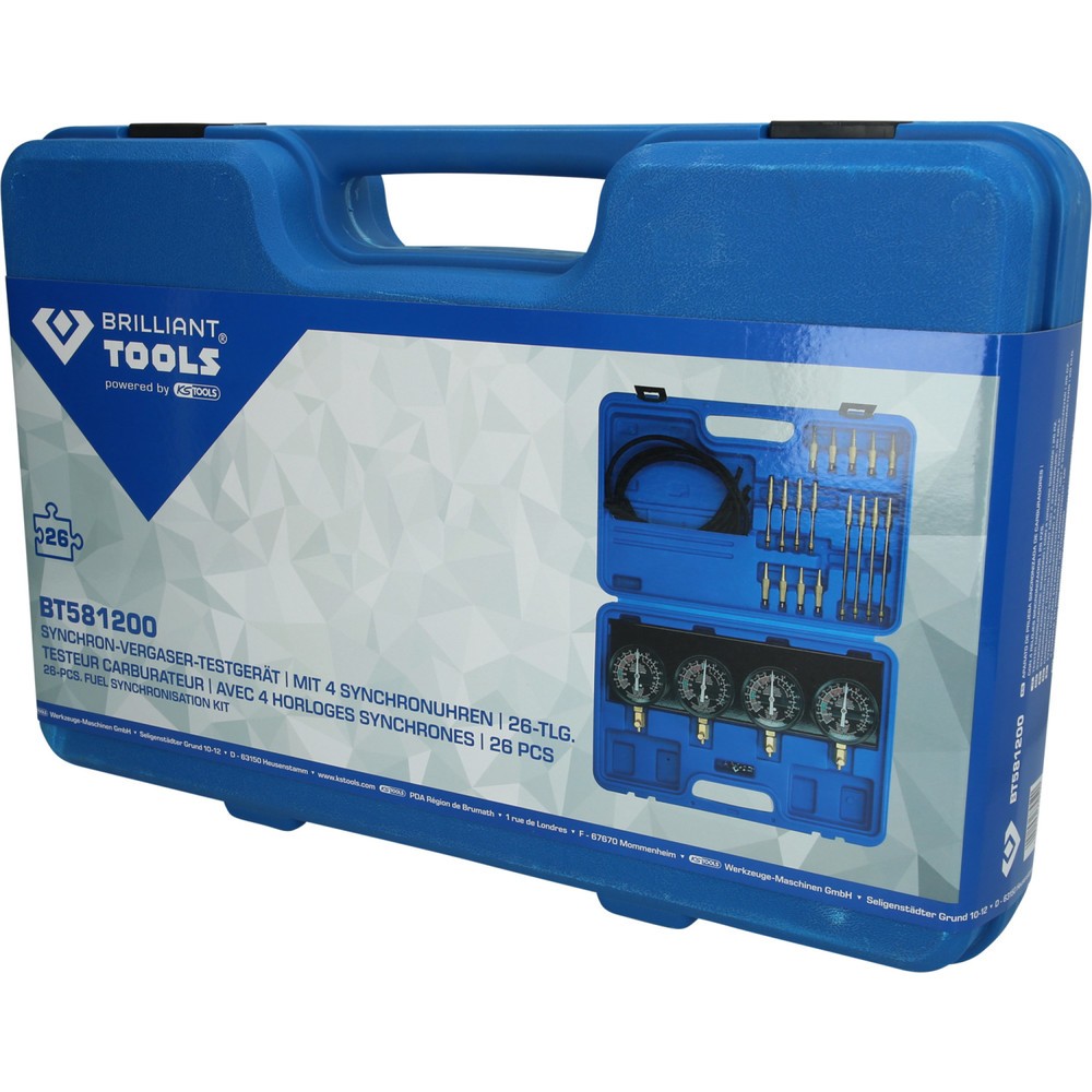 Produktabbildung Nr. 9: BRILLIANT TOOLS Synchron-Vergaser-Testgerät, mit 4 Synchronuhren, 26-tlg