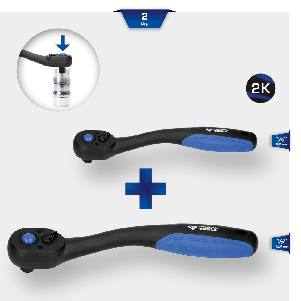 Produktabbildung Nr. 12: BRILLIANT TOOLS Umschaltknarren-Satz, 2-tlg, 1/4", 1/2"