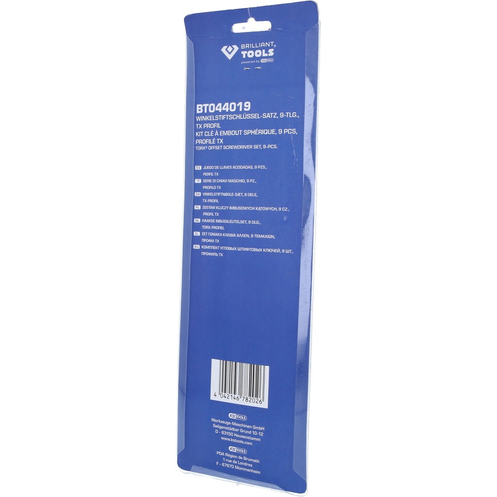 Produktabbildung Nr. 10: BRILLIANT TOOLS Winkelstiftschlüssel-Satz, 9-tlg, Torx-Profil, lang