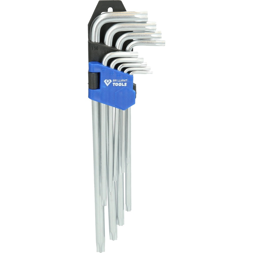 Produktabbildung: BRILLIANT TOOLS Winkelstiftschlüssel-Satz, 9-tlg, Torx-Profil, lang