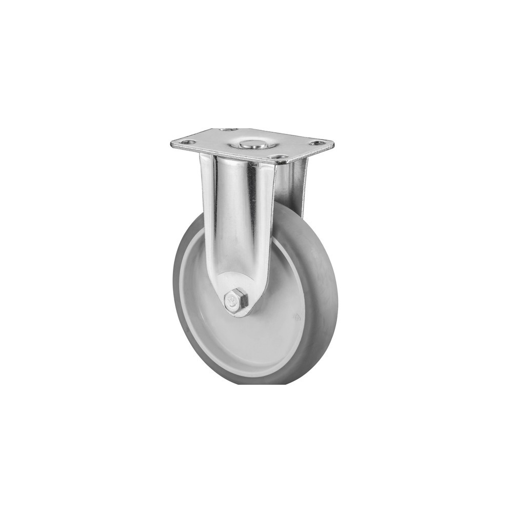 Produktabbildung: BS ROLLEN Apparaterolle TPE, Bockrolle, schwere Ausführung, Gleitlager, Platte, Ø x Breite 125 x 31 mm, TK 100 kg