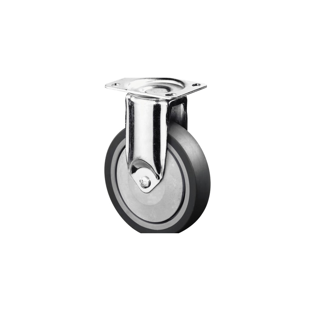 BS ROLLEN Apparaterolle TPE, Bockrolle, schwere Ausführung, Kugellager, Platte, Ø x Breite 125 x 31 mm, TK 100 kg Produktabbildung: BS ROLLEN Apparaterolle TPE, Bockrolle, schwere Ausführung, Kugellager, Platte, Ø x Breite 125 x 31 mm, TK 100 kg