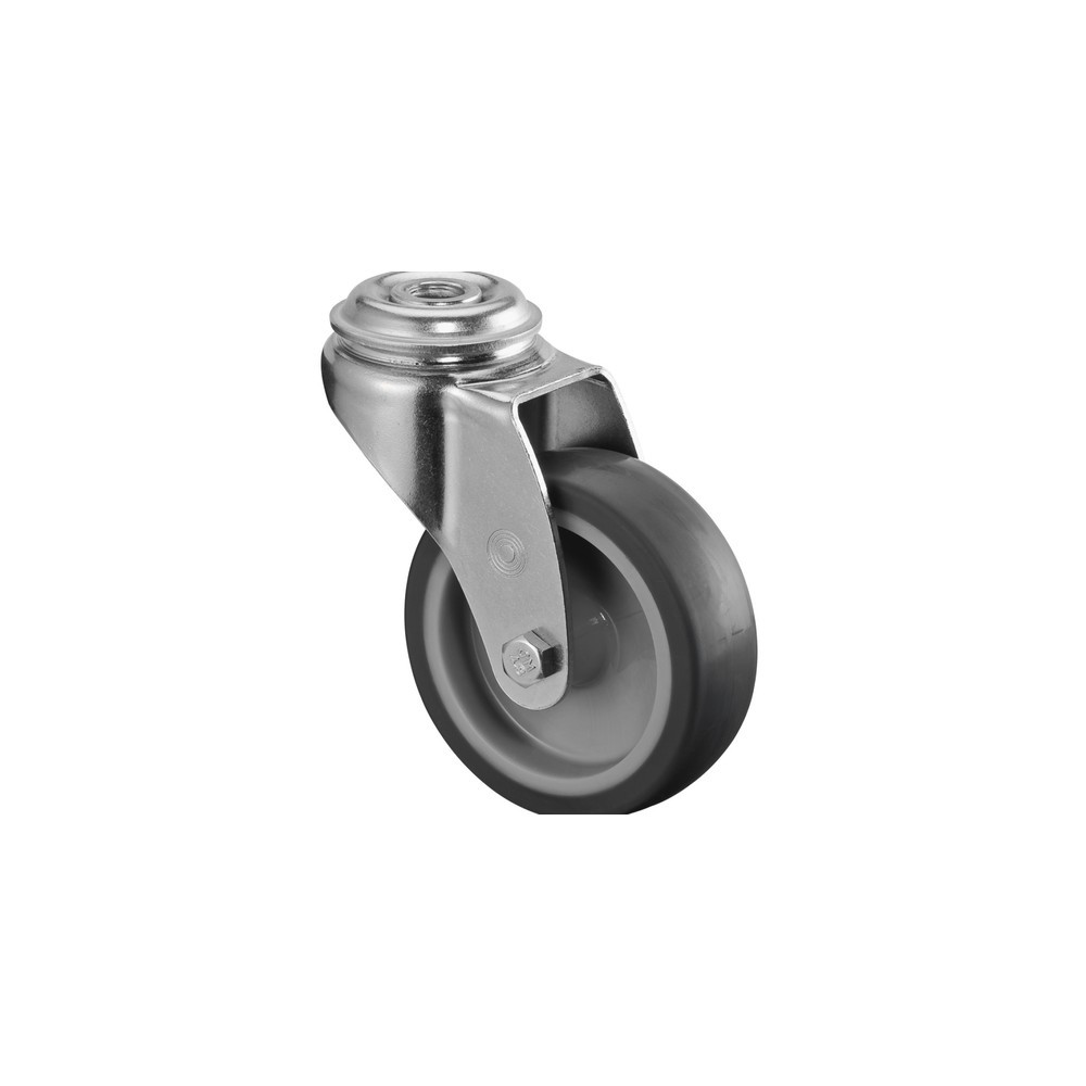 Produktabbildung: BS ROLLEN Apparaterolle TPE, Lenkrolle, Gleitlager, Rückenloch, Ø x Breite 75 x 25 mm, TK 60 kg