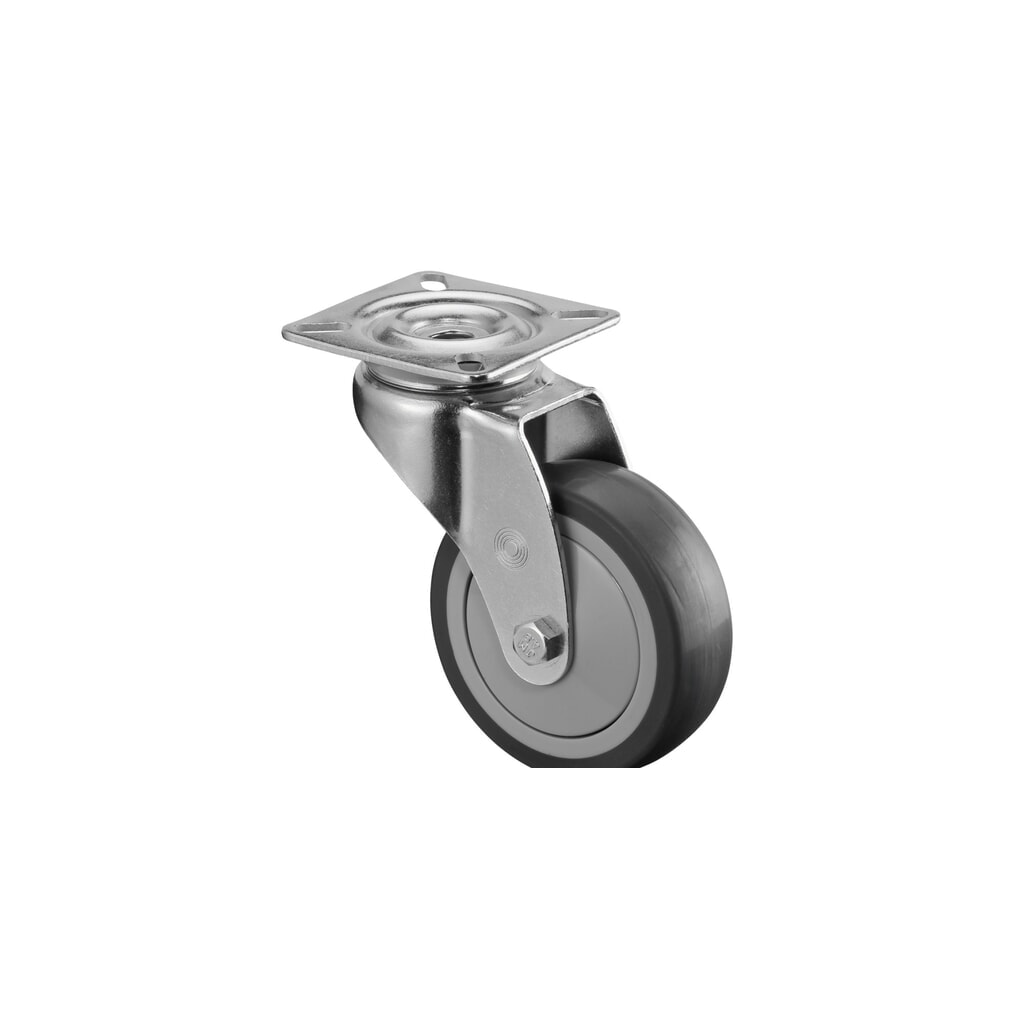 Produktabbildung: BS ROLLEN Apparaterolle TPE, Lenkrolle, Kugellager, Platte, Ø x Breite 75 x 25 mm, TK 60 kg