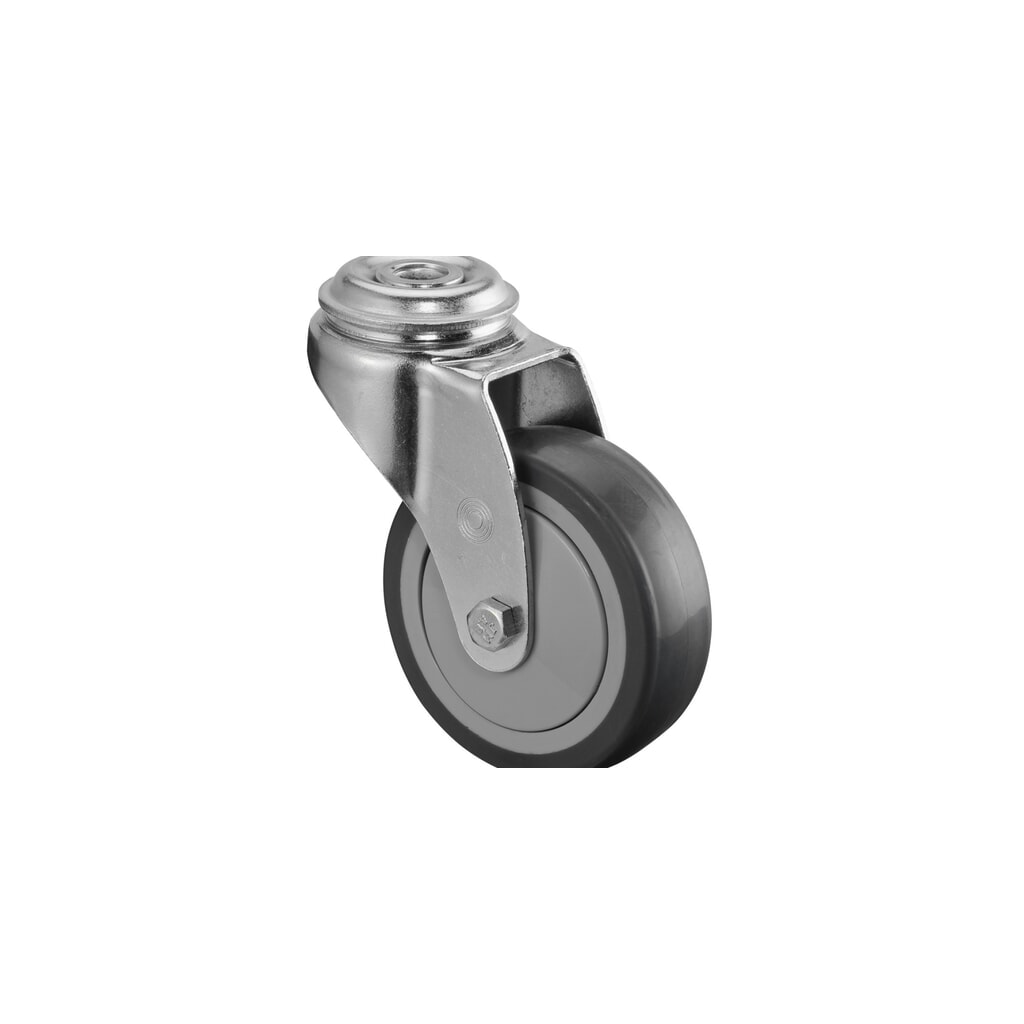 Produktabbildung: BS ROLLEN Apparaterolle TPE, Lenkrolle, Kugellager, Rückenloch, Ø x Breite 75 x 25 mm, TK 60 kg