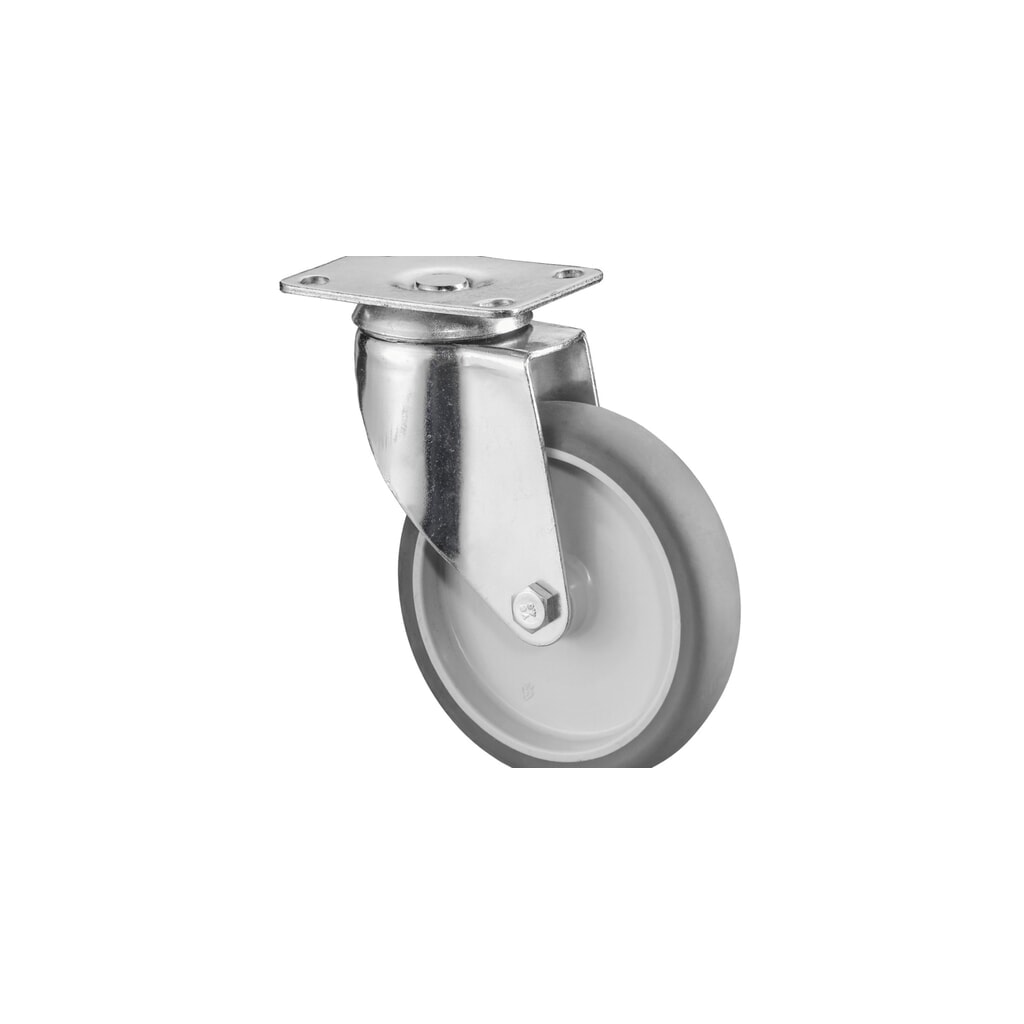 BS ROLLEN Apparaterolle TPE, Lenkrolle, schwere Ausführung, Gleitlager, Platte, Ø x Breite 125 x 31 mm, TK 100 kg Produktabbildung: BS ROLLEN Apparaterolle TPE, Lenkrolle, schwere Ausführung, Gleitlager, Platte, Ø x Breite 125 x 31 mm, TK 100 kg