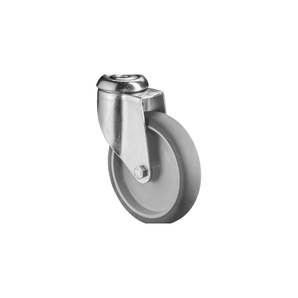 Produktabbildung: BS ROLLEN Apparaterolle TPE, Lenkrolle, schwere Ausführung, Gleitlager, Rückenloch, Ø x Breite 125 x 31 mm, TK 100 kg