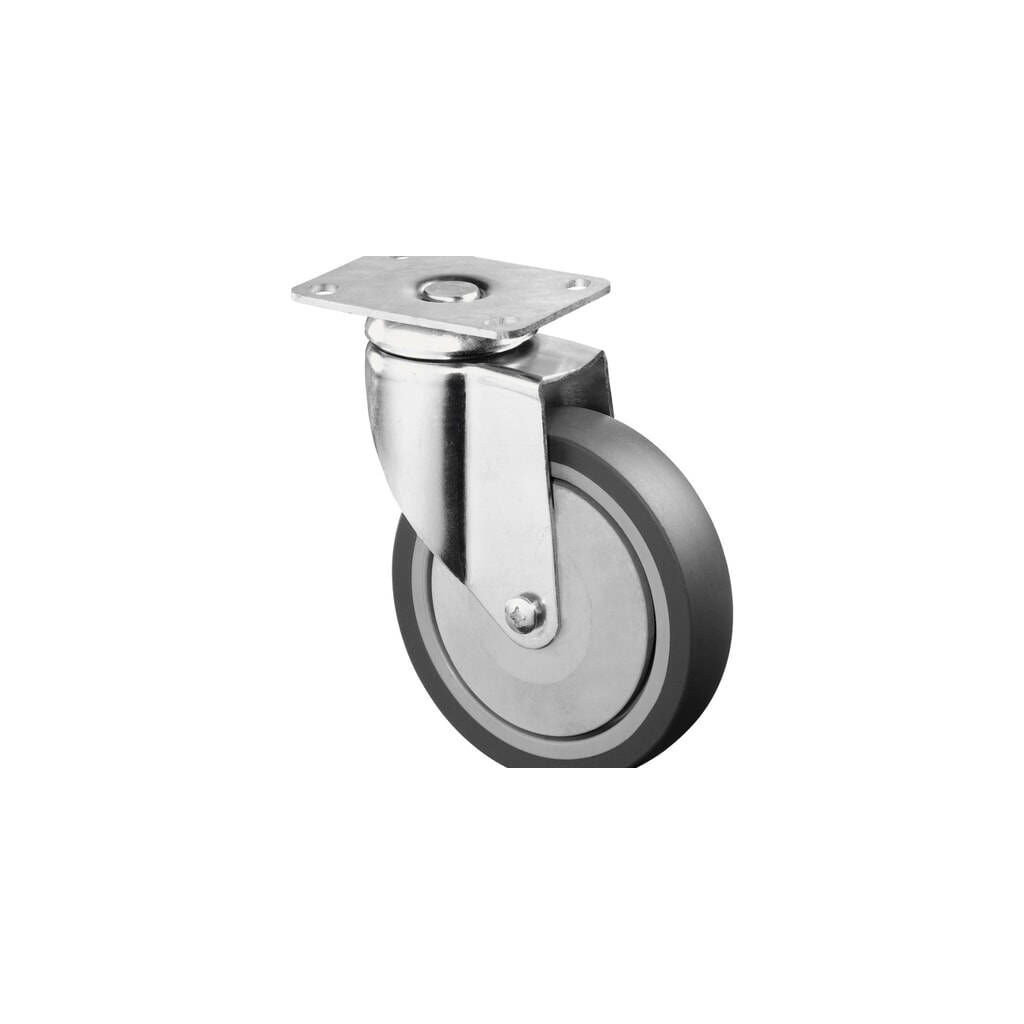 BS ROLLEN Apparaterolle TPE, Lenkrolle, schwere Ausführung, Kugellager, Platte, Ø x Breite 125 x 31 mm, TK 100 kg Produktabbildung: BS ROLLEN Apparaterolle TPE, Lenkrolle, schwere Ausführung, Kugellager, Platte, Ø x Breite 125 x 31 mm, TK 100 kg
