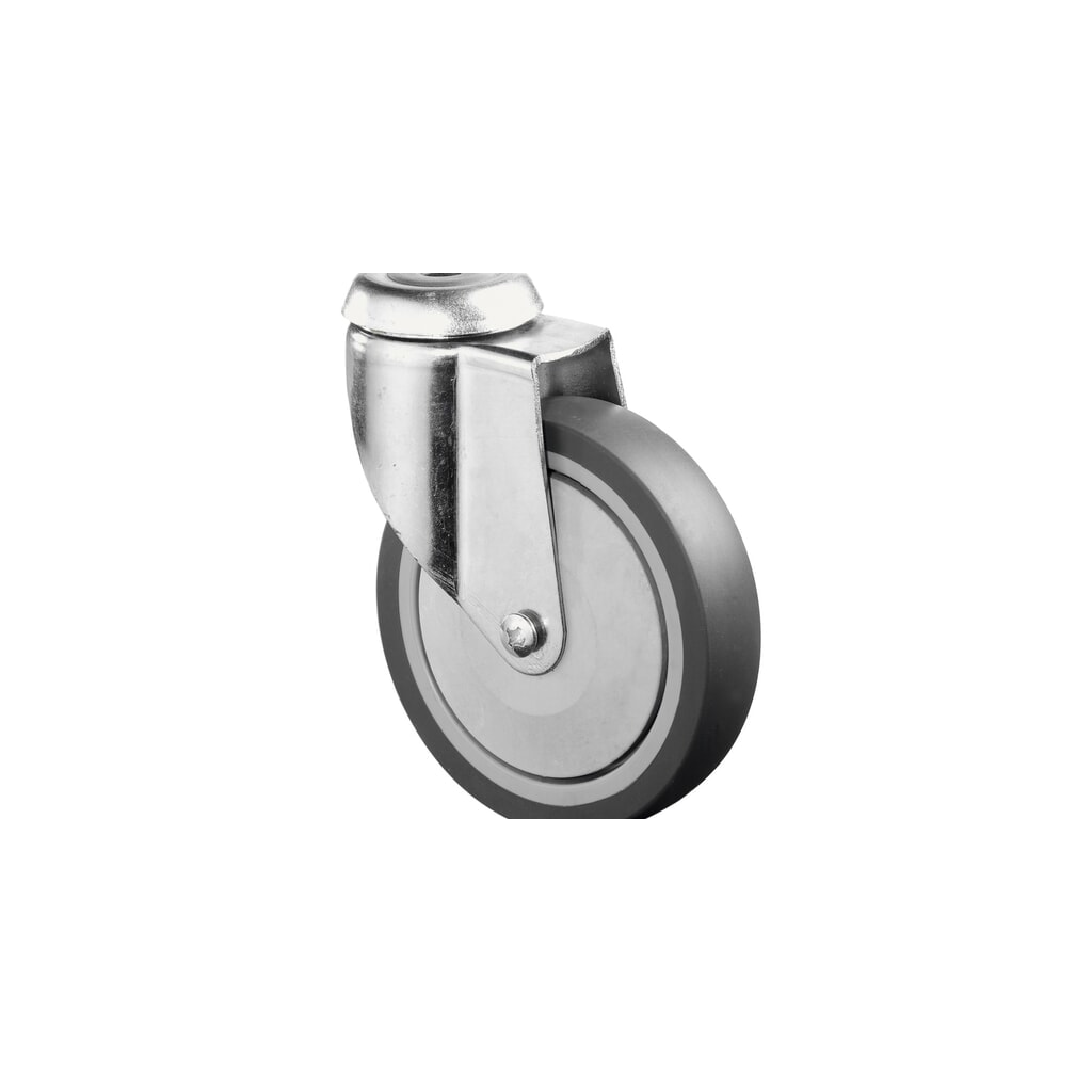 BS ROLLEN Apparaterolle TPE, Lenkrolle, schwere Ausführung, Kugellager, Rückenloch, Ø x Breite 125 x 31 mm, TK 100 kg Produktabbildung: BS ROLLEN Apparaterolle TPE, Lenkrolle, schwere Ausführung, Kugellager, Rückenloch, Ø x Breite 125 x 31 mm, TK 100 kg